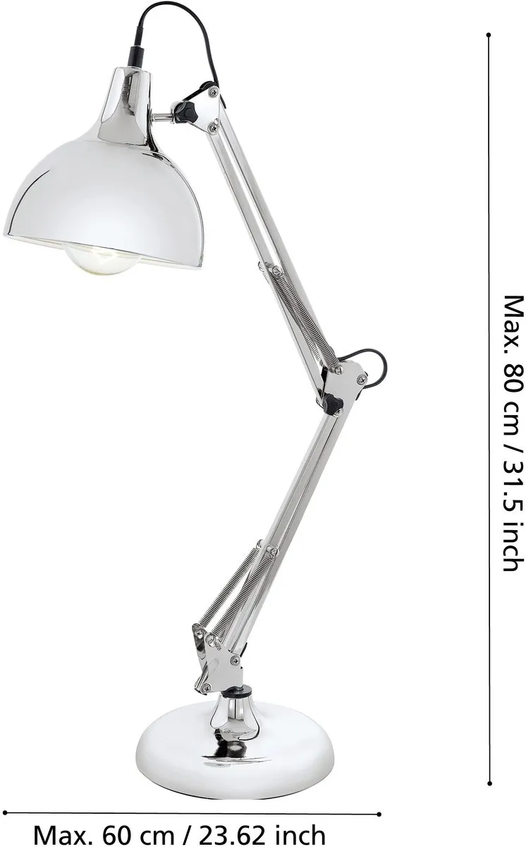 Eglo Vintage Borgillio Tafellamp 60W - Chroom - afbeelding 6 van 6