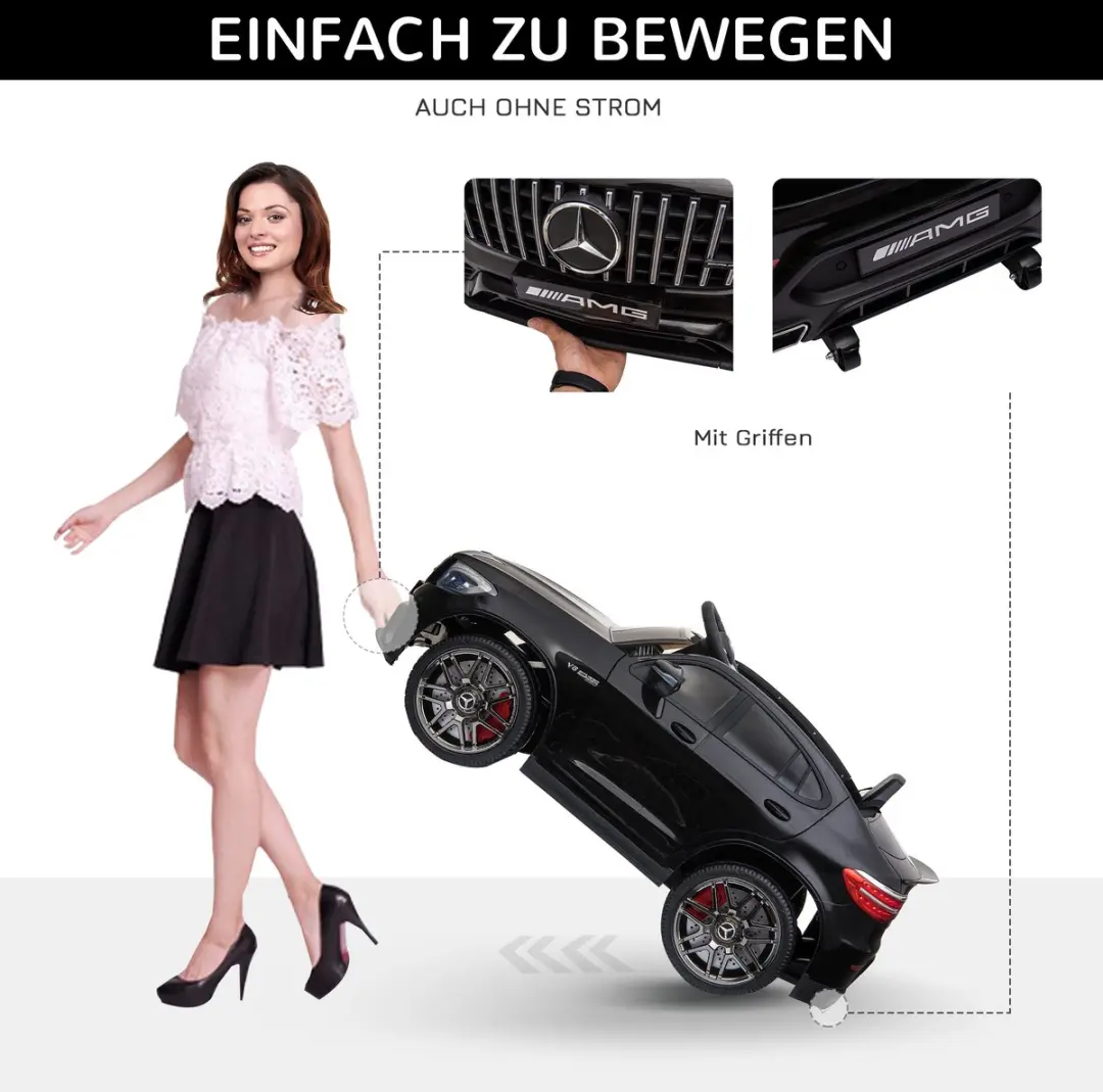 Homcom Mercedes-Benz MP3 Elektrische Auto - 370-074V90 - Zwart