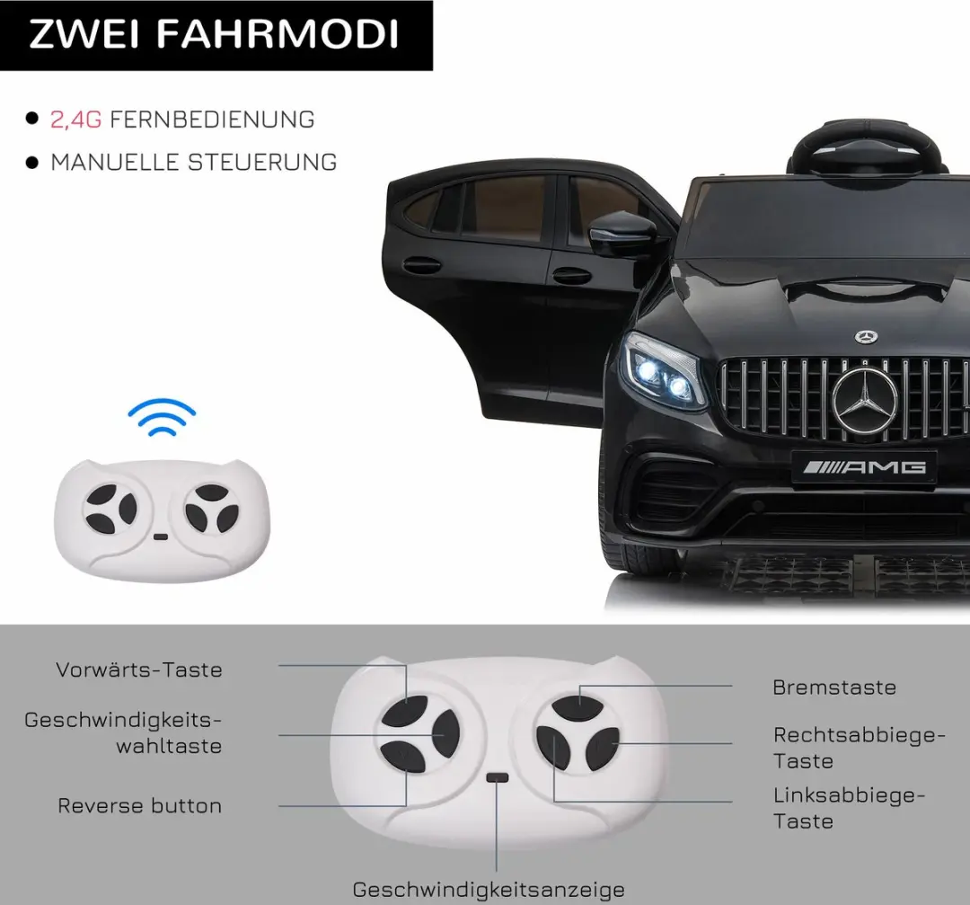 Homcom Mercedes-Benz MP3 Elektrische Auto - 370-074V90 - Zwart