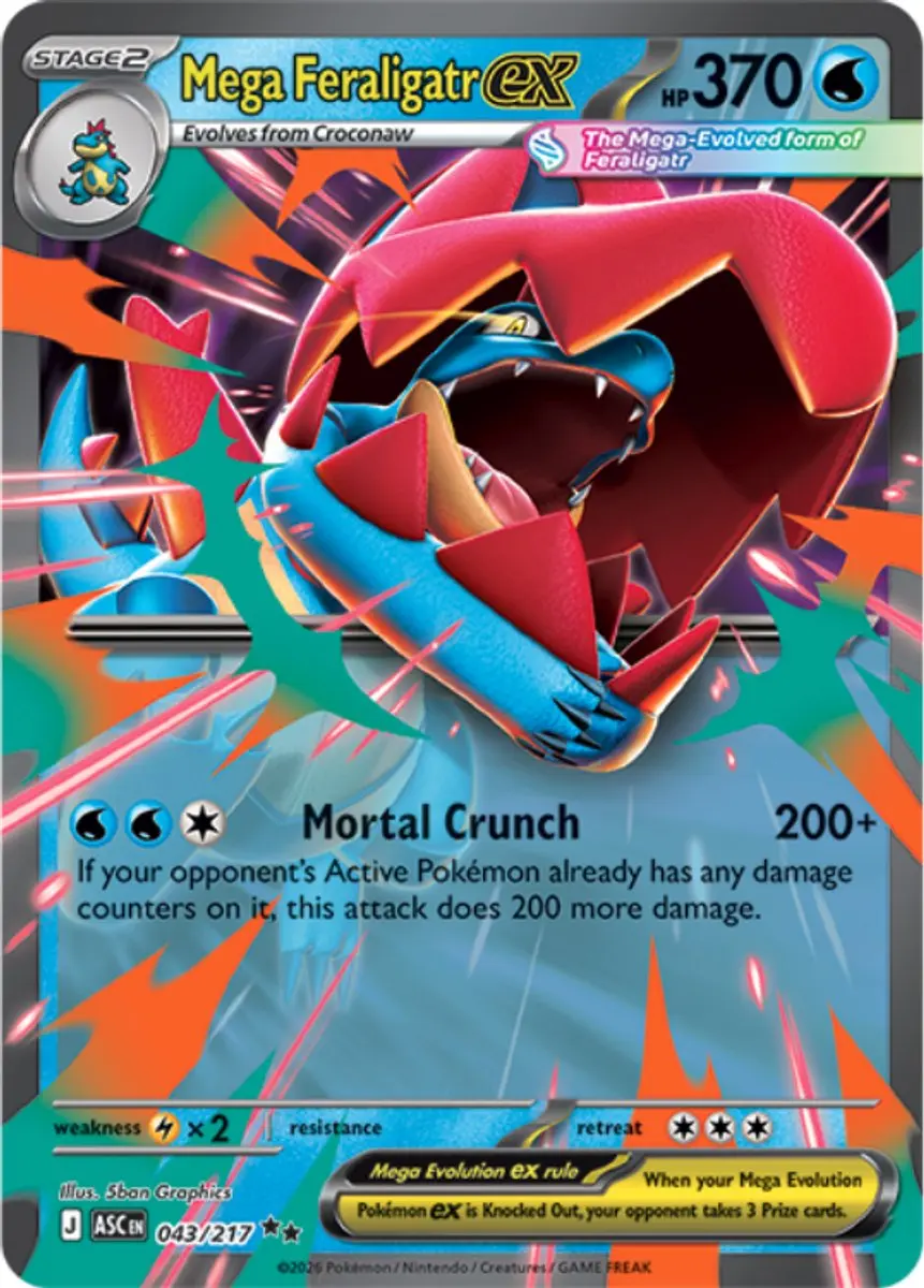 Pokémon Mega Evolution Ascended Heroes Mega Feraligatr EX Box - 4x Boosters + Promo