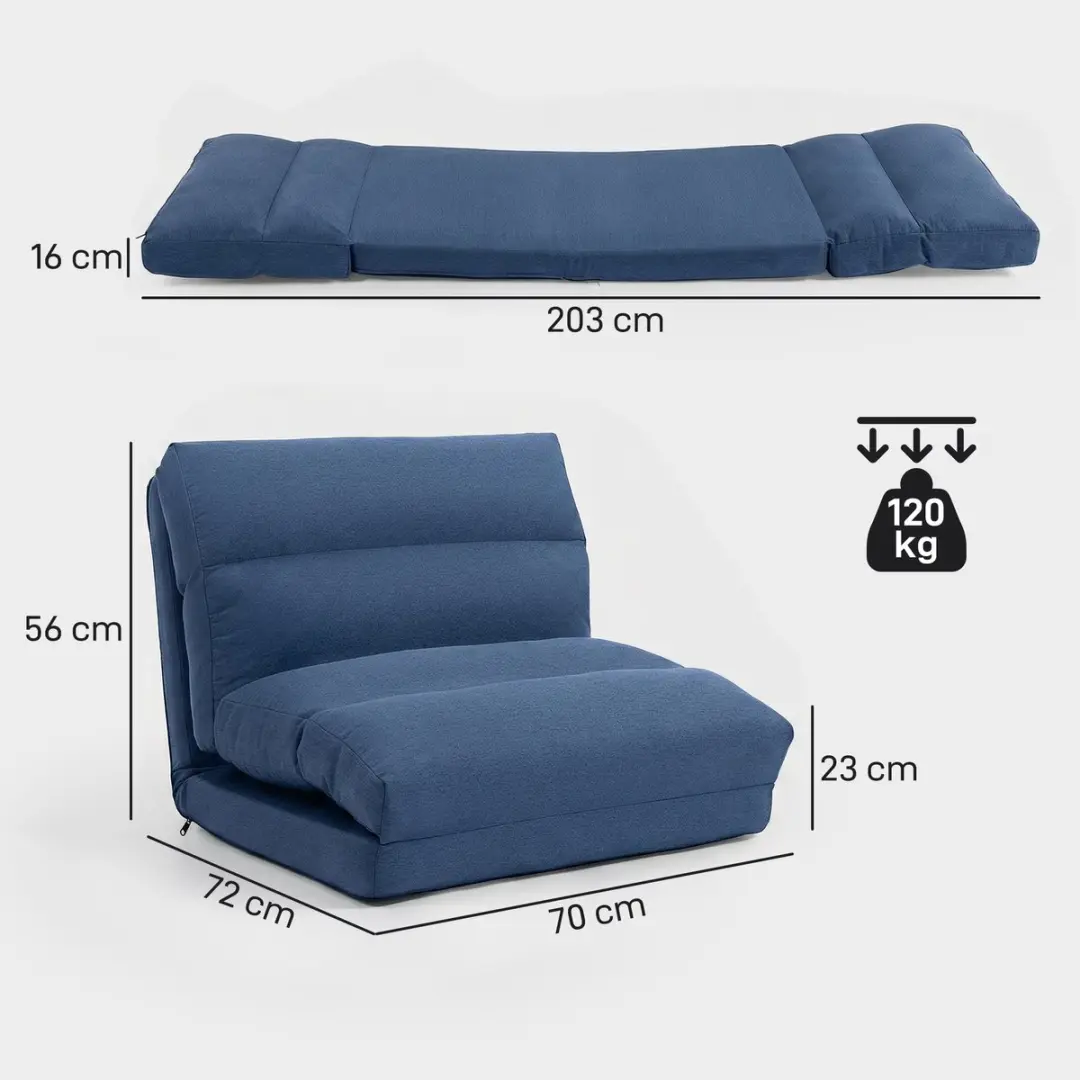 Homcom Vloerstoel - Blauw