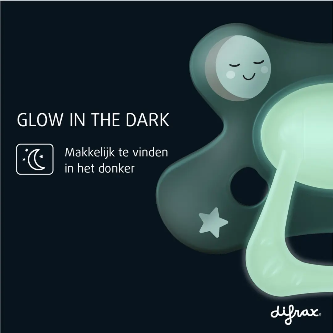 Difrax Fopspeen Natural 18+ Maanden - Glow in the Dark - 4 Stuks