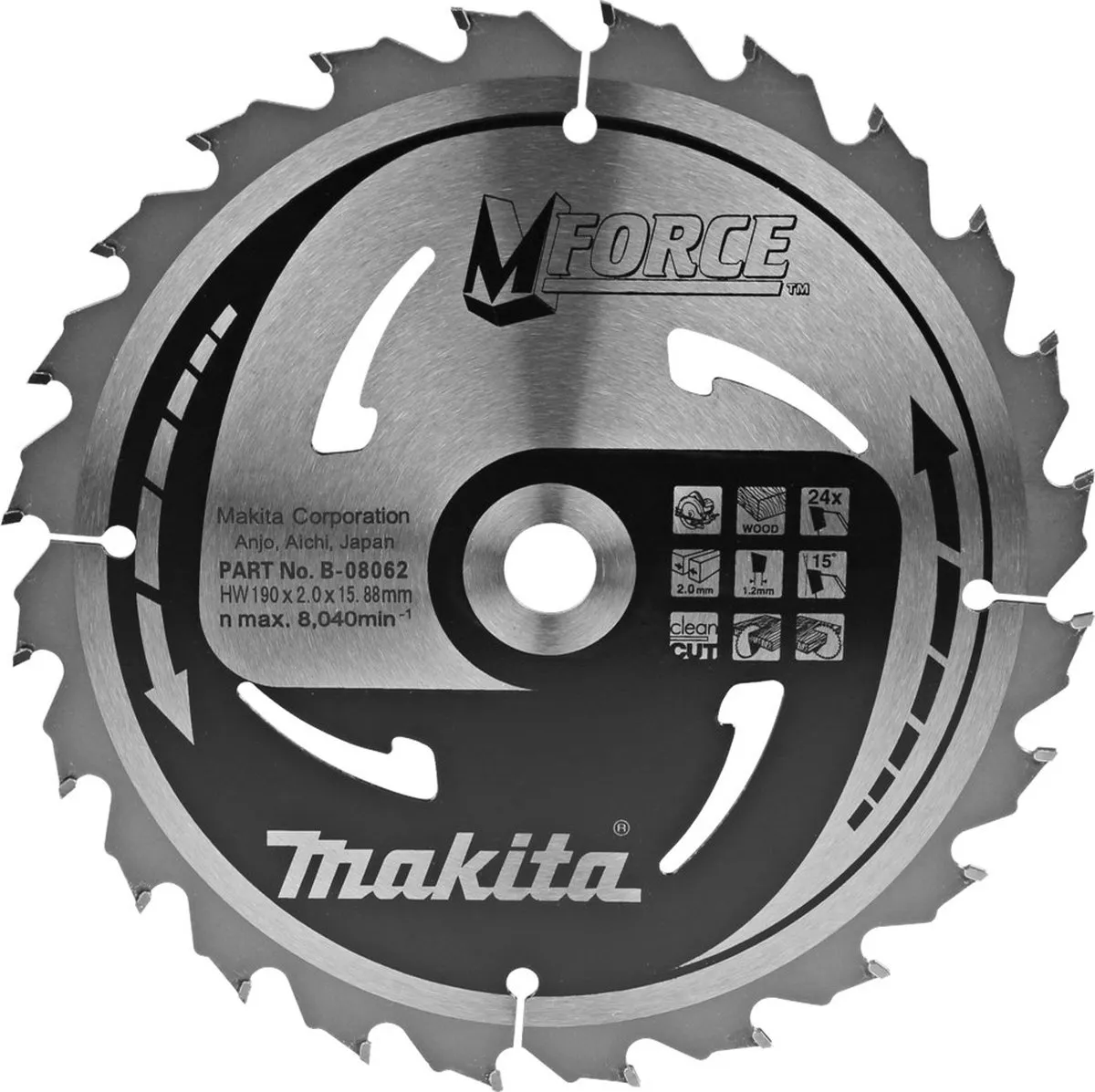 Makita Mforce Cirkelzaagblad B-08062 - Ø190mm 24T