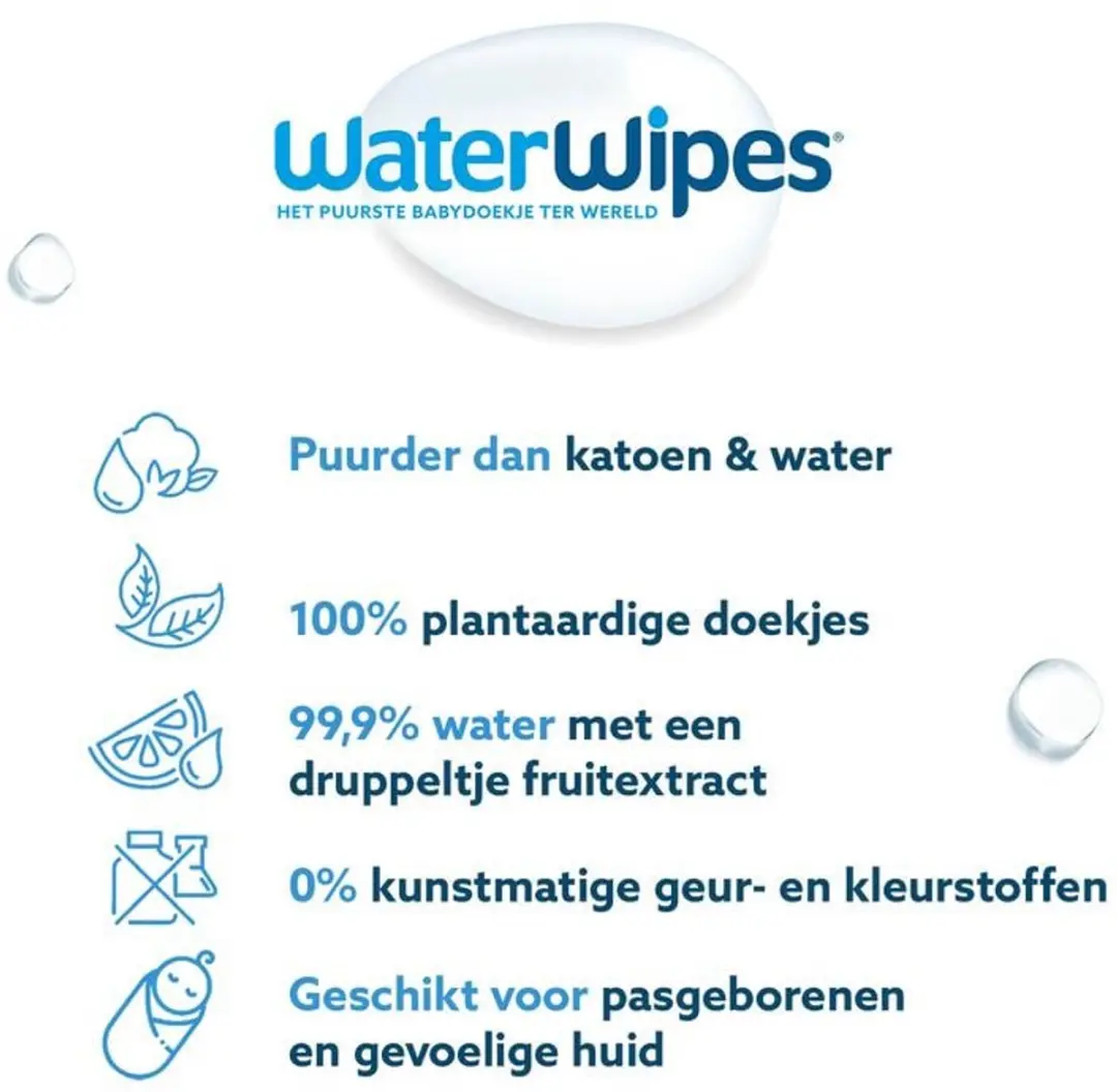 WaterWipes Babydoekjes 120 Stuks - 99,9% Water