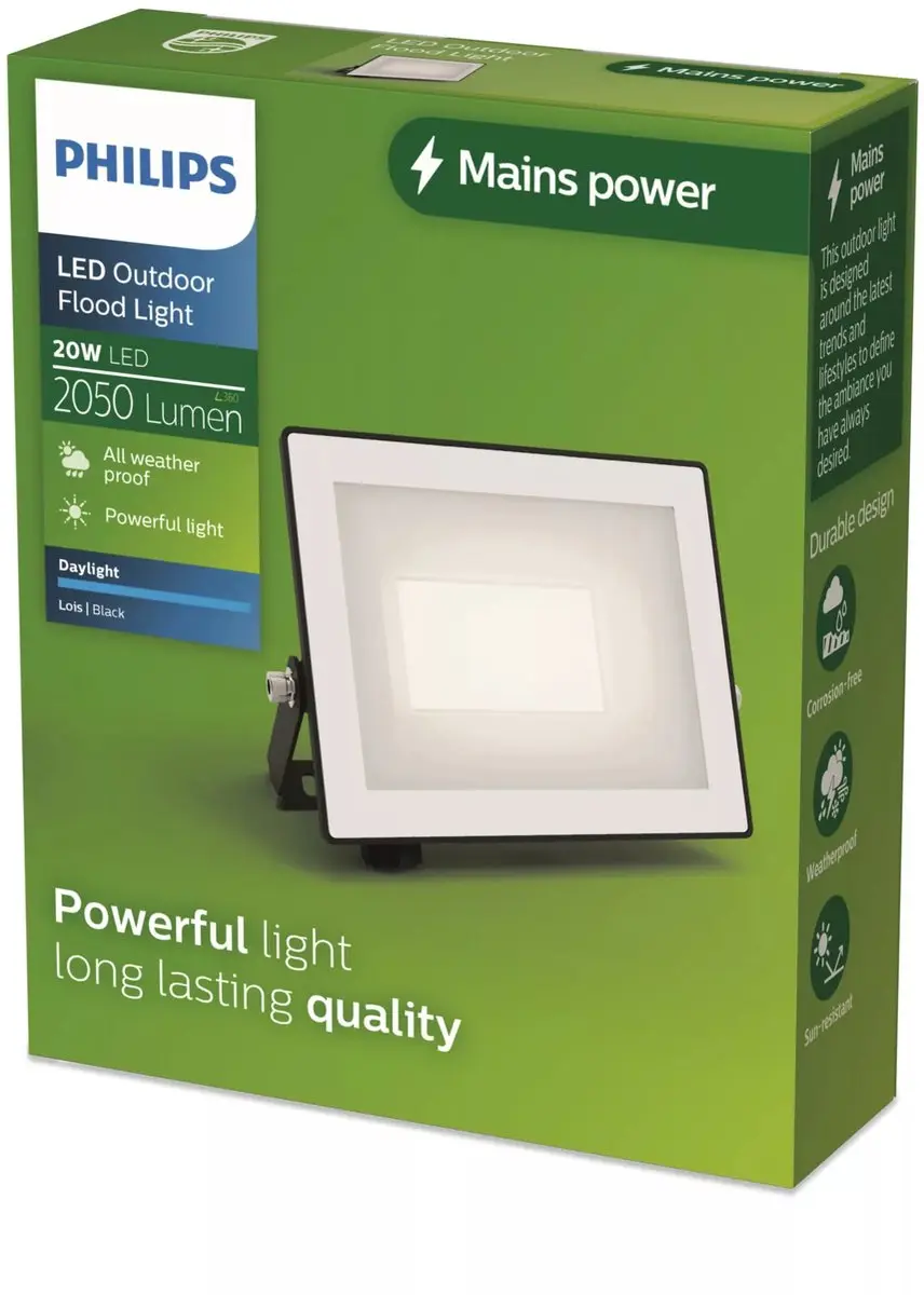Philips Lois Floodlight 20W - Koel wit 5000K - Zwart