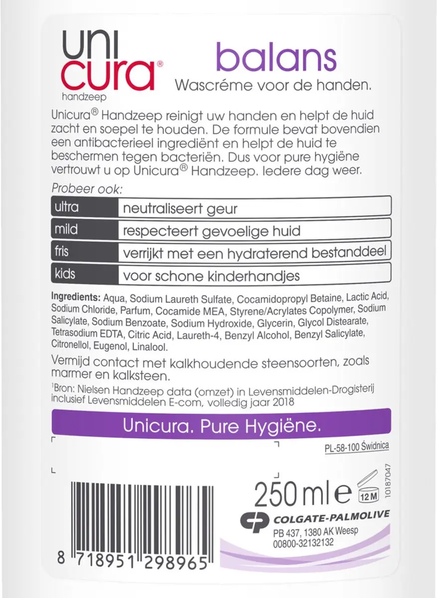 Unicura Vloeibare Zeep Navulling Balans 250ml - 6 Stuks