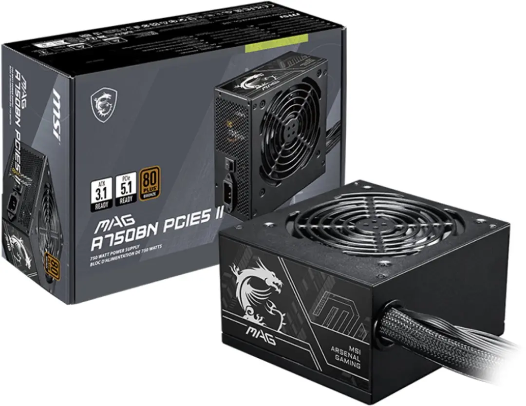MSI MAG A750BN PCIE5 II Voeding 750W - Zwart