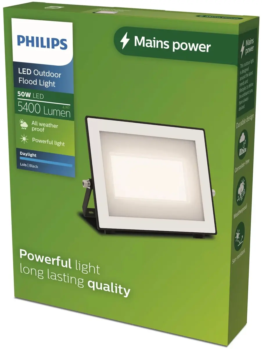 Philips Lois Floodlight 50W - 5000K - Zwart