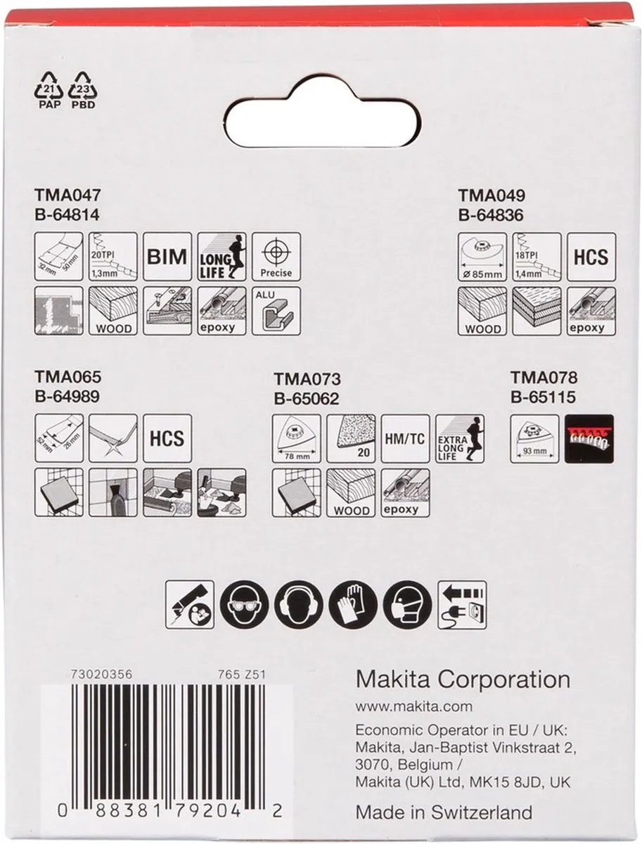 Makita E-16994 Renovatieset Multitool - 5-delig - Zwart
