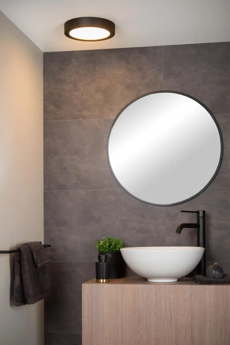 Lucide BRICE-LED Plafondlamp Ø24cm - Zwart - 15W 3000K