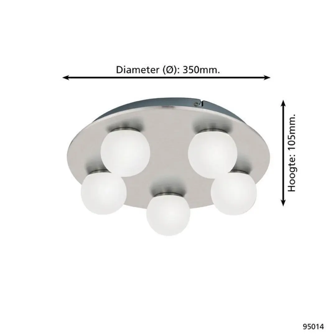 Eglo Batholino Mosiano Wandlamp 5x3,3W - Ø35cm - Nikkel/Wit