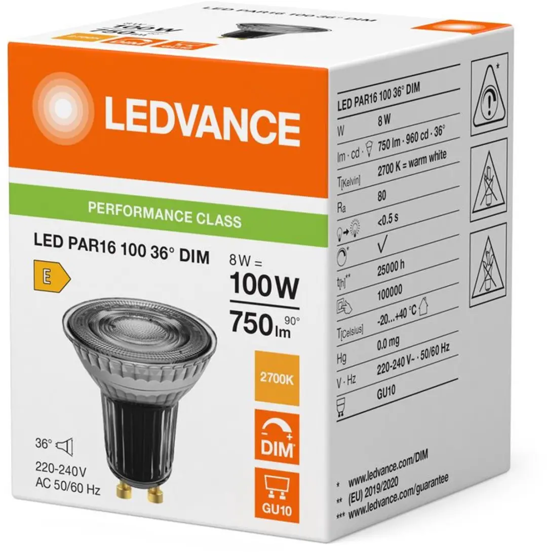 LEDVANCE LED Spot GU10 PAR16 8W 750lm - Rookglas - afbeelding 4 van 4