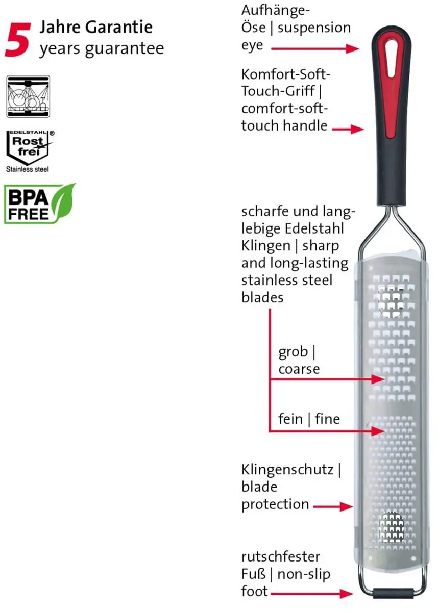 Westmark Gallant Pro Rasp 29712270 - Fijn & Grof - 3-in-1 Mesbeschermer