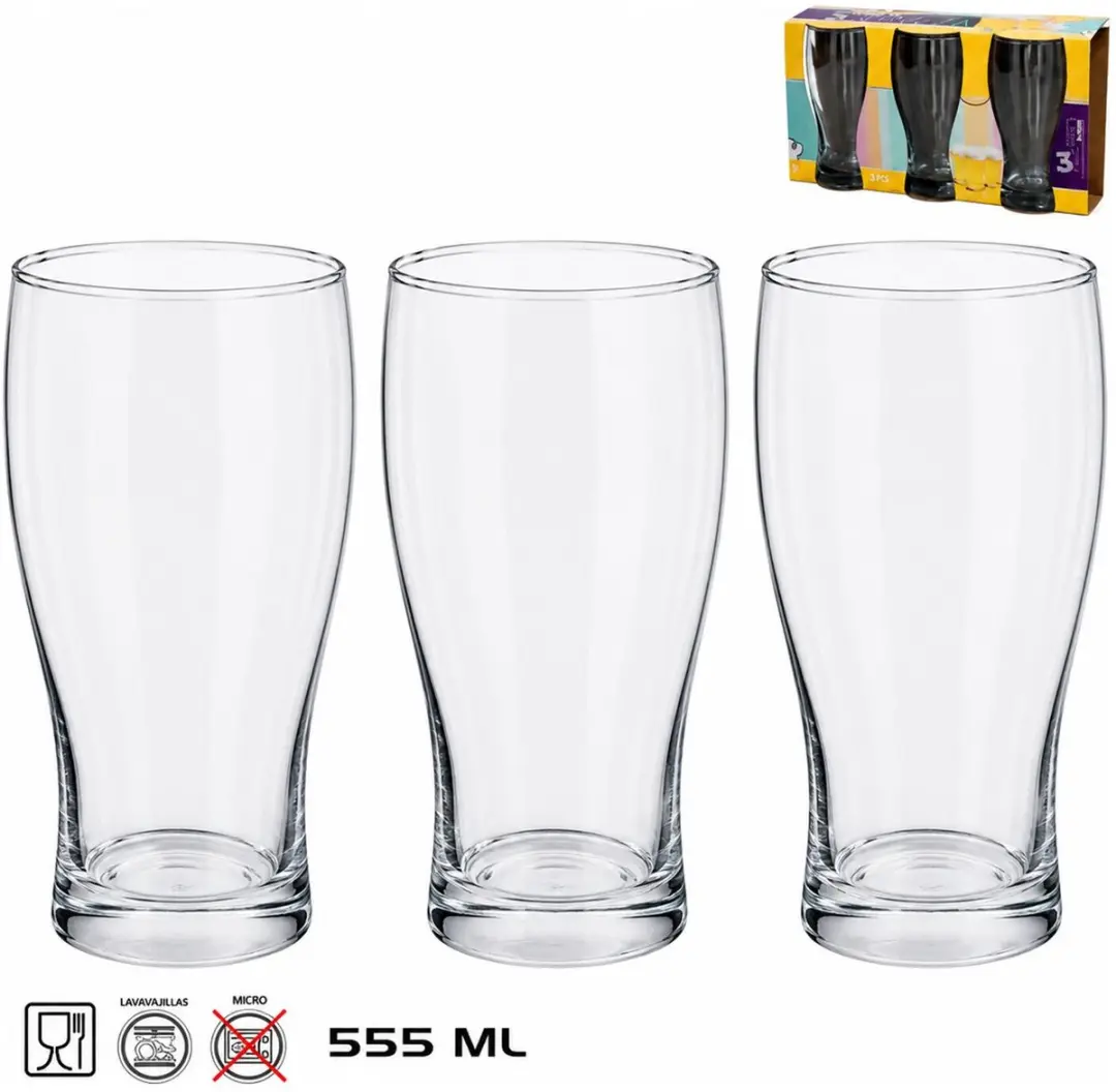 Excellent Houseware Bierglazen Set 6x 550ml - Half Hoog - Transparant
