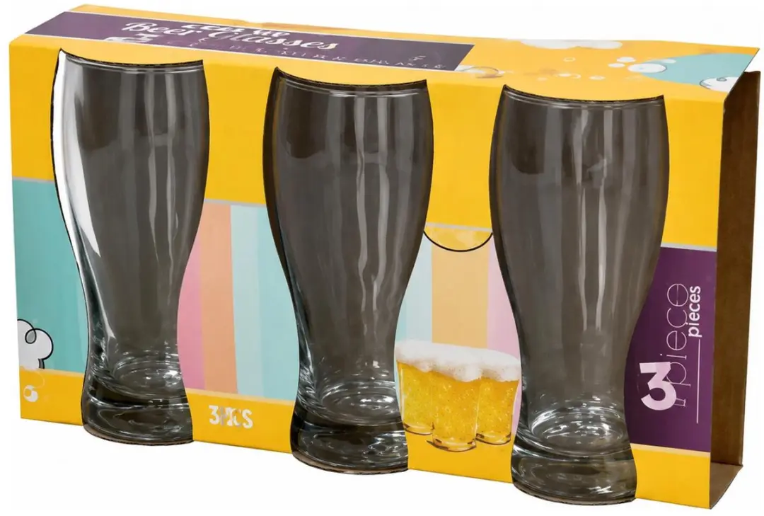 Excellent Houseware Bierglazen Set 6x 550ml - Half Hoog - Transparant