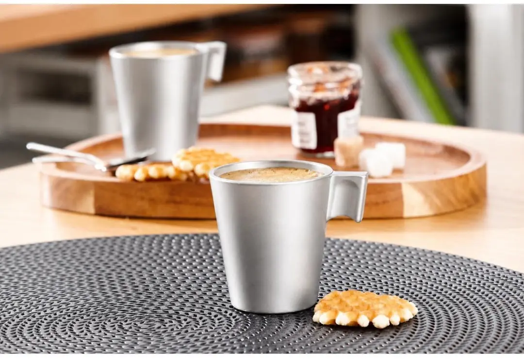 Luminarc Espresso Kopjes 80ml - 4 Stuks - Zilver Metallic