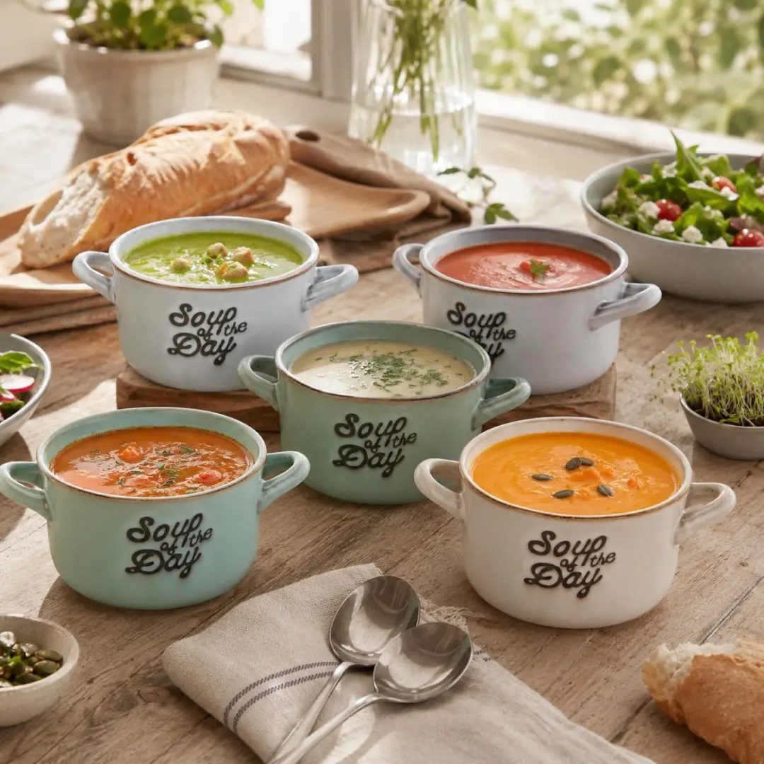 Excellent Houseware Soepkommen Set 8x - 500ml - Groen