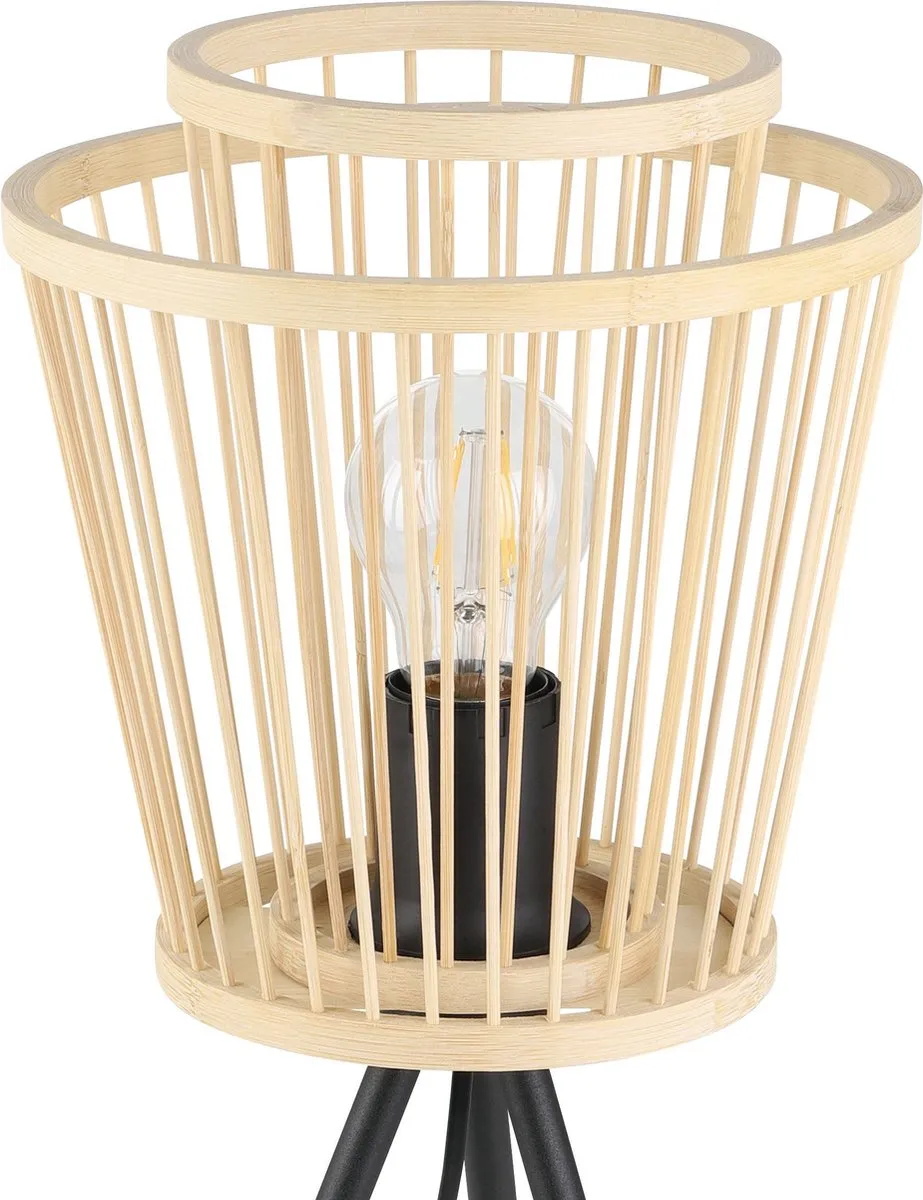 Eglo Hykeham Tafellamp E27 - 57cm - Staal/Bamboe - Zwart/Bruin