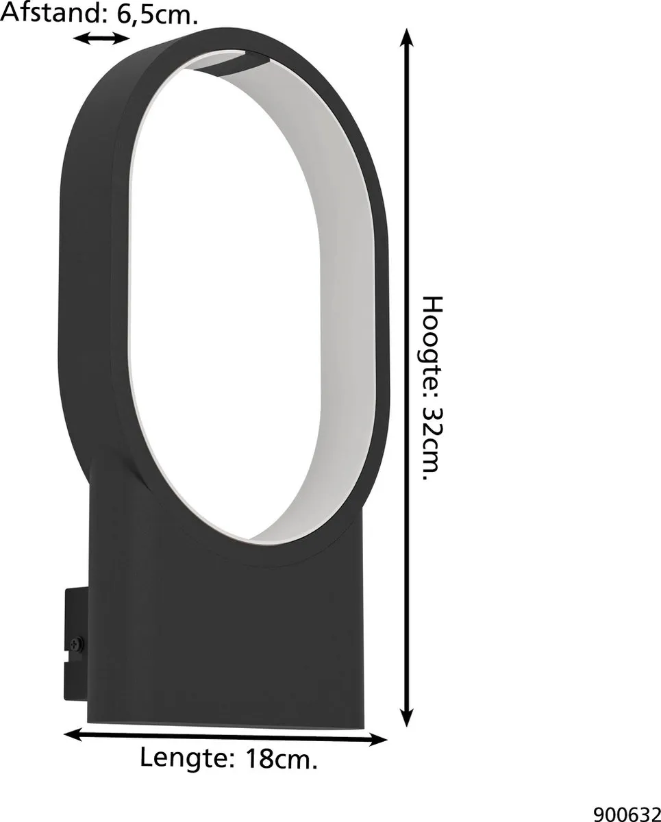 Eglo Codriales Wandlamp LED 32cm - Zwart/Wit