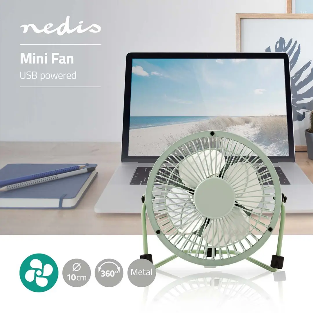Nedis FNDK1GR10 Tafelventilator 10cm - Groen
