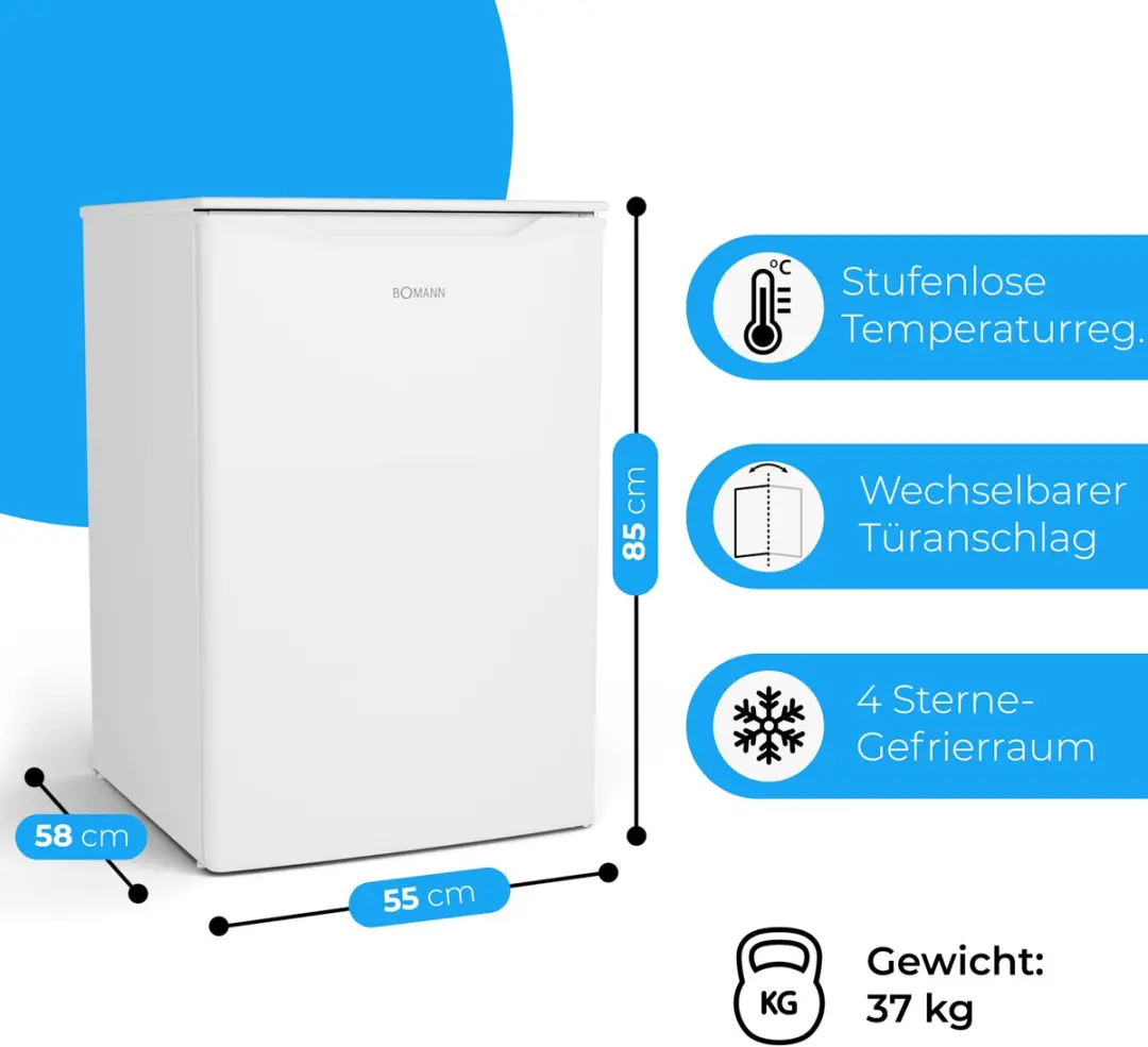 Bomann GS 7253 Vrijstaande Vriezer 87L - Wit