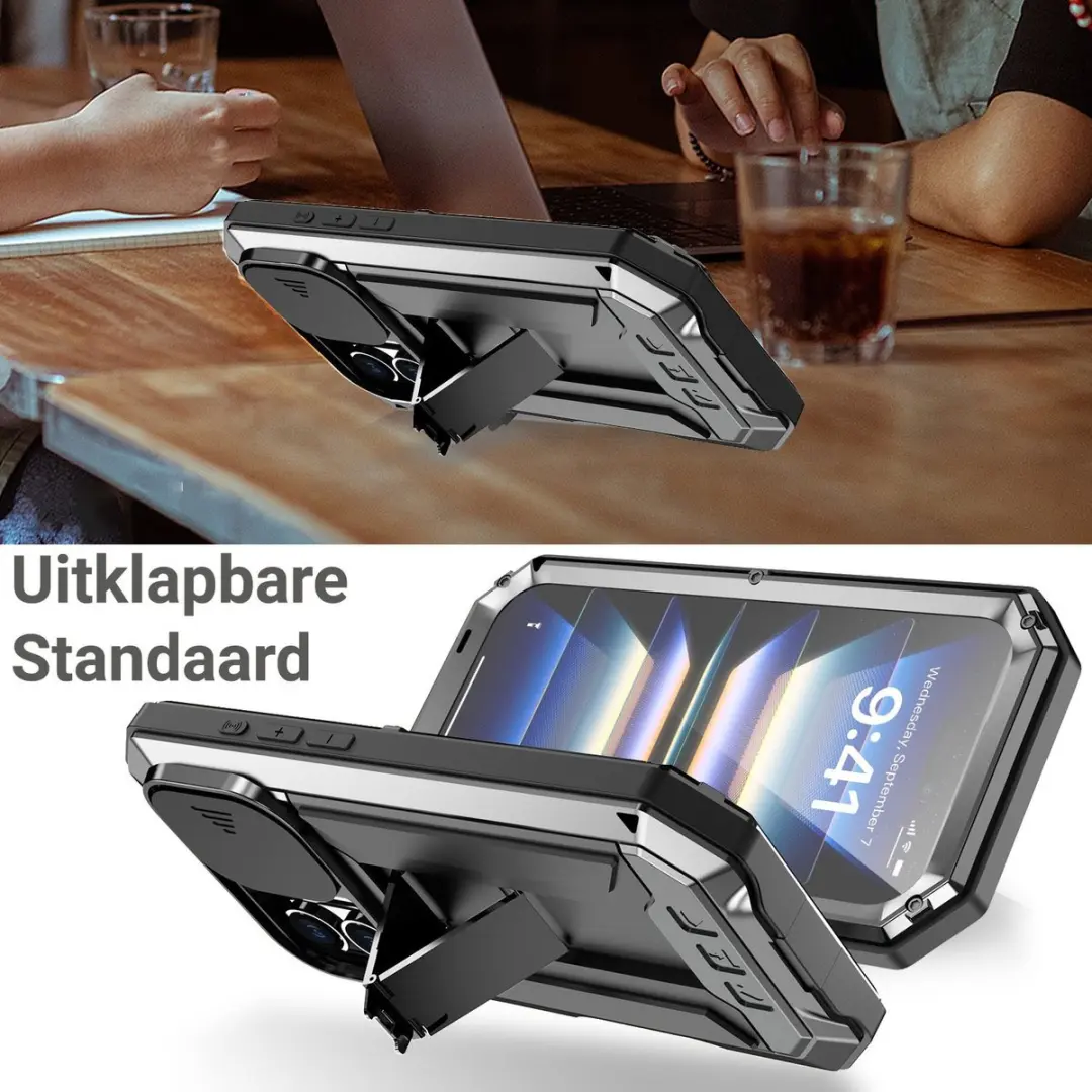 Fonu iPhone 16 Stofdicht Metal Hoes - Zwart