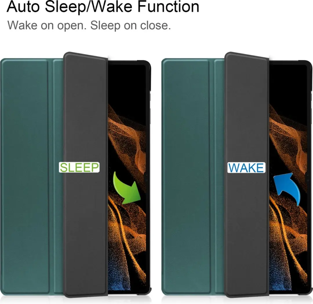 Fonu Smart Folio Hoes Samsung Tab S8/S9 Ultra - Groen - afbeelding 6 van 6