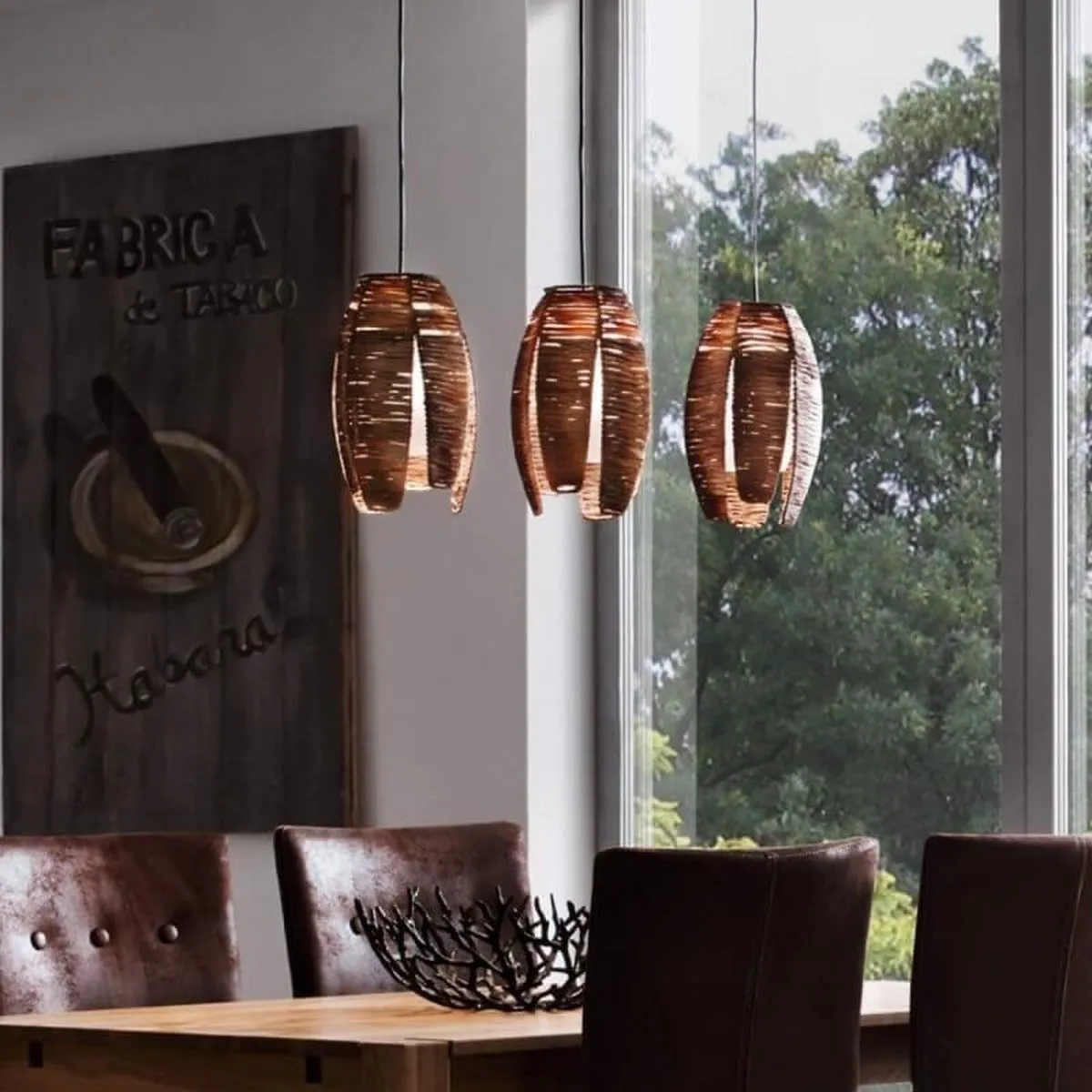 Eglo Mongu 1 Hanglamp E27 - 79,5 cm - Zwart/Bruin