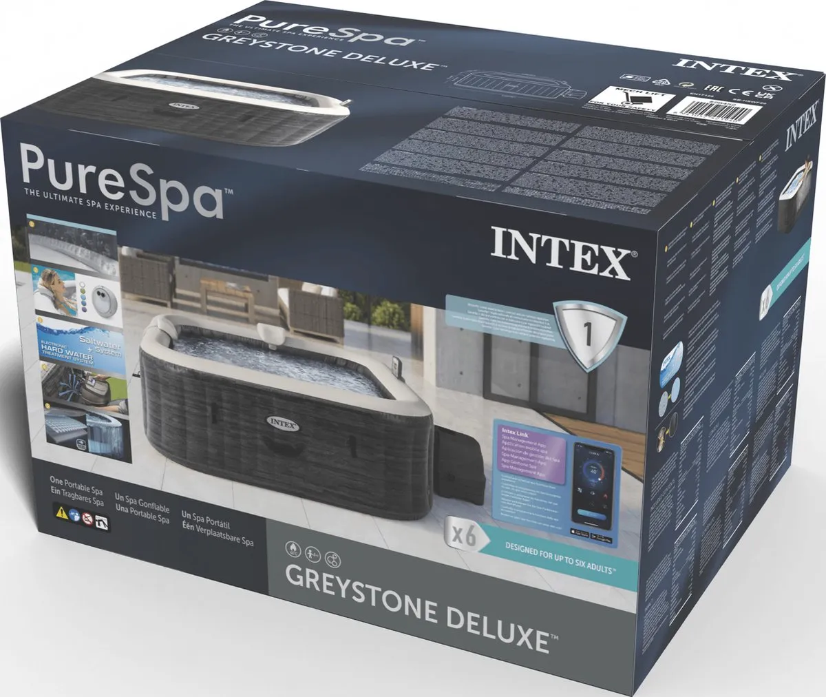 Intex PureSpa Greystone Deluxe 6 persoons - 239x239x71cm - 1098L - afbeelding 6 van 6