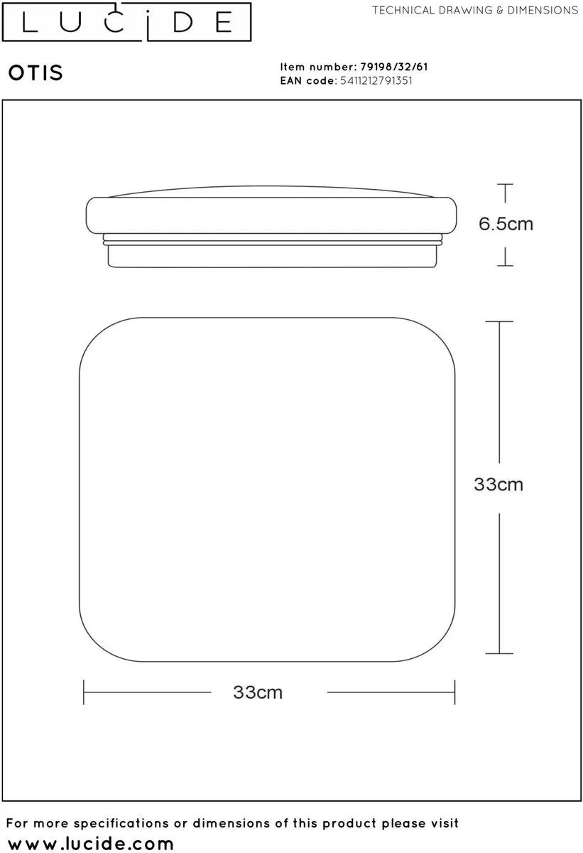 Lucide OTIS Plafondlamp LED 32W 3000K - Opaal