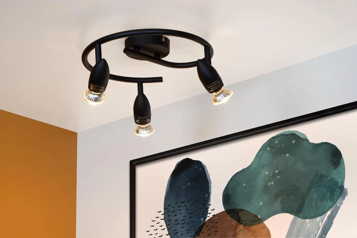 Lucide Caro Plafondspot Ø31cm 3xGU10 - Zwart