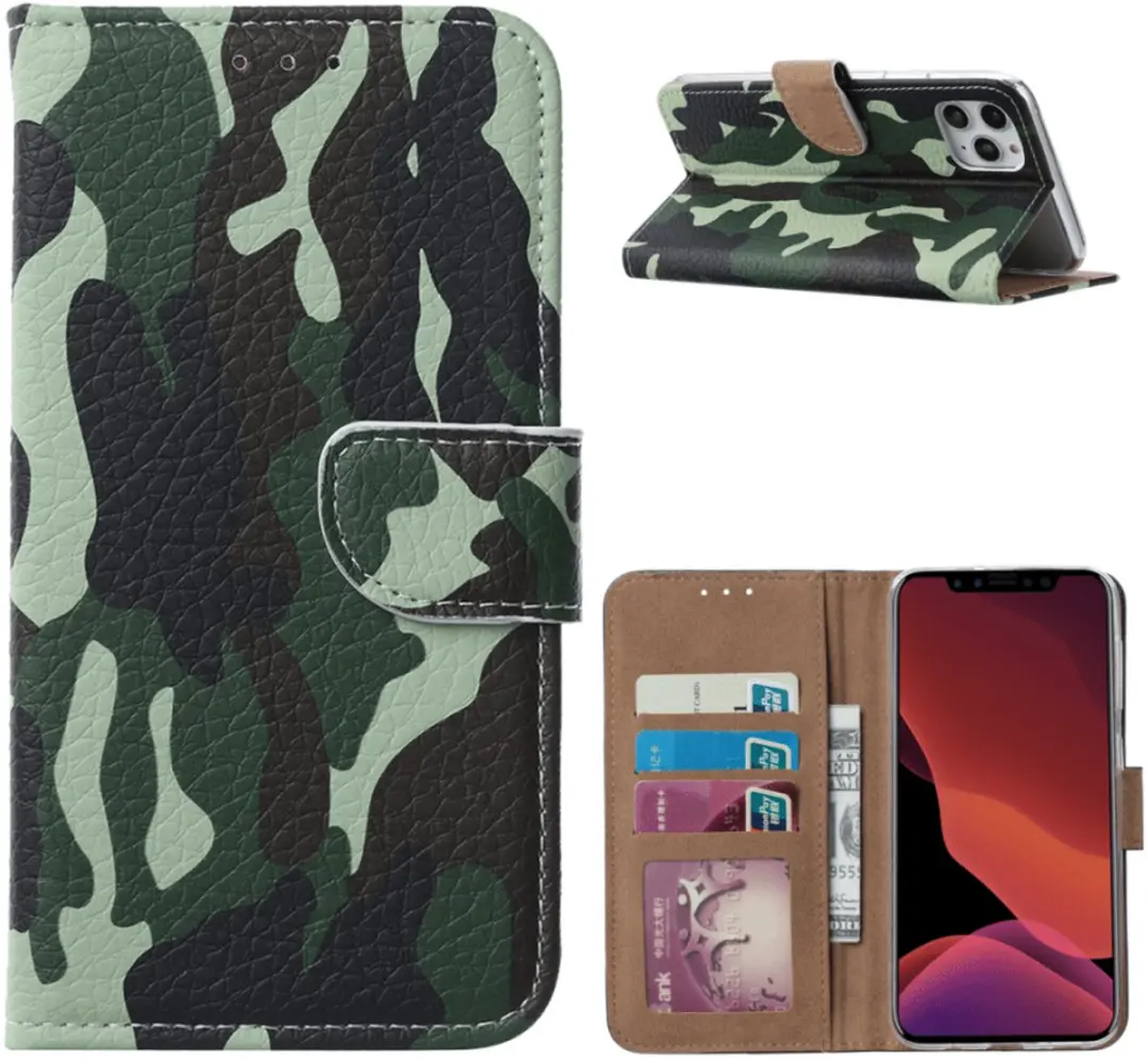 Fonu Boekmodel Hoesje iPhone 13 Pro Max Camoprint