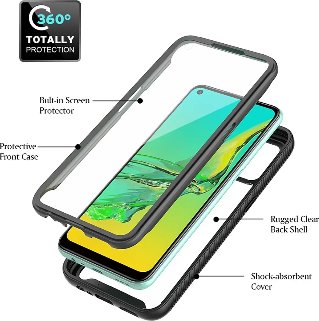 Fonu 360 Backcover Hoesje met Screenprotector Oppo A53/A53s - Zwart