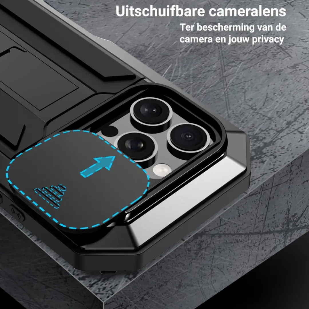 Fonu iPhone 16 Pro Stofdicht Metal Hoes - Zwart