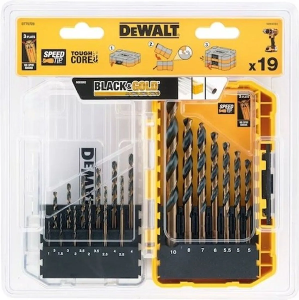 DeWalt DT70728QZ Metaalborenset 19-delig 1-10mm - TOUGH CASE