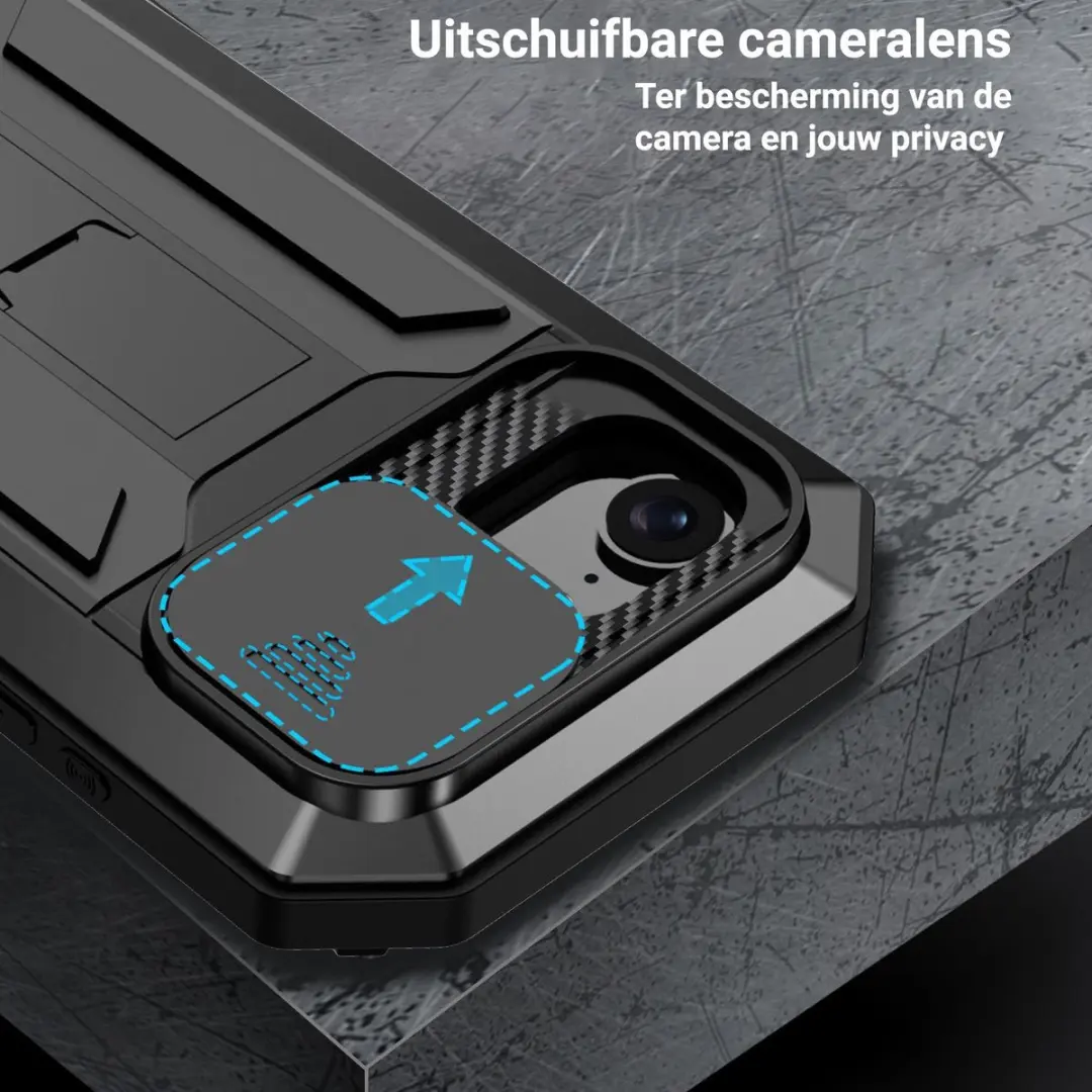 Fonu iPhone 17e/16e Stofdicht Metal Hoes - Zwart