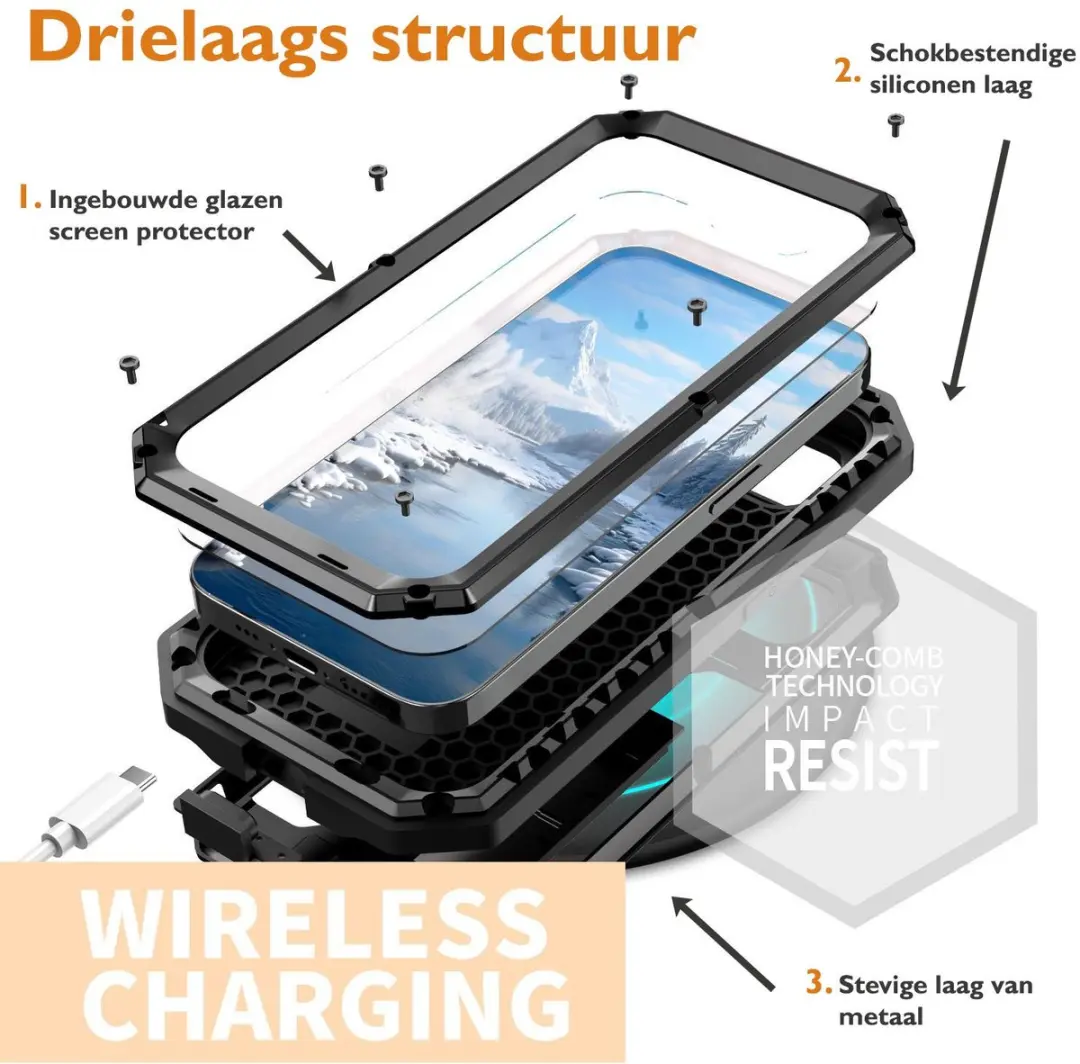 Fonu iPhone 17e/16e Stofdicht Metal Hoes - Zwart