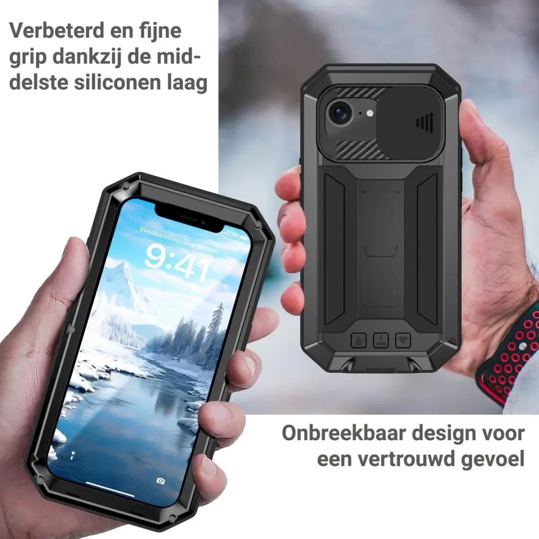 Fonu iPhone 17e/16e Stofdicht Metal Hoes - Zwart