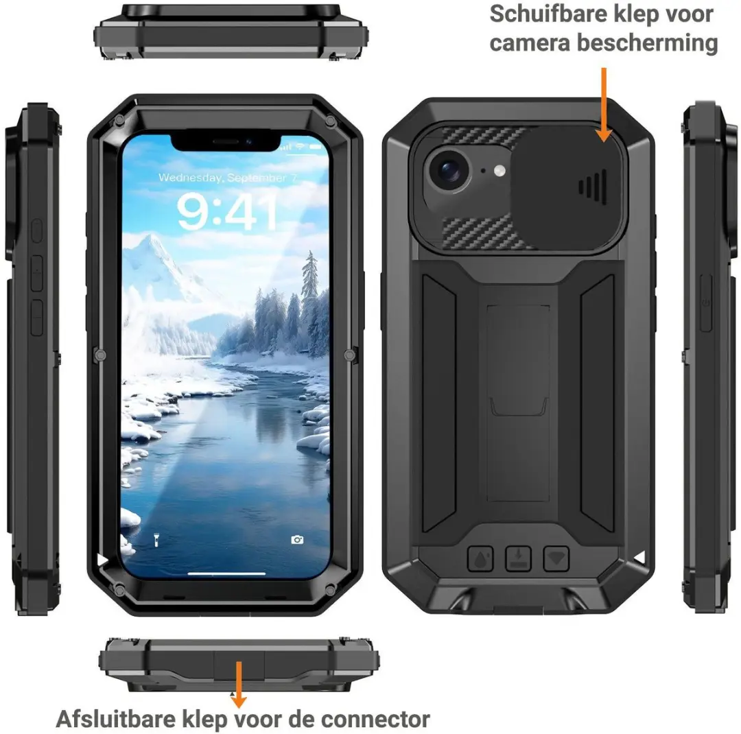 Fonu iPhone 17e/16e Stofdicht Metal Hoes - Zwart - afbeelding 6 van 6