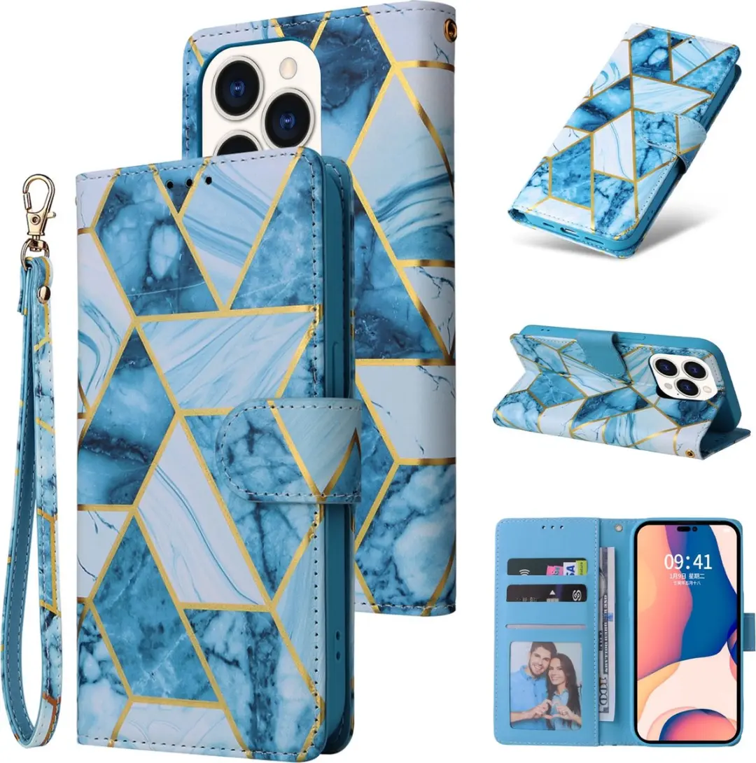 Fonu Marmer Bookcase iPhone 14 Pro Max Hoesje