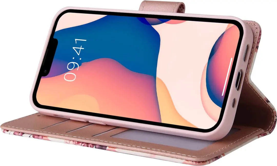 Fonu Marmer Bookcase iPhone 14 Plus Hoesje - 3 Stuks - Paars - afbeelding 6 van 6