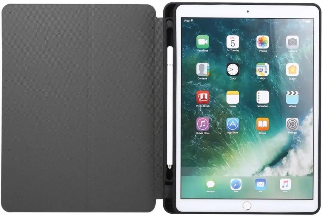 Fonu SmartCover Hoes iPad 5e/6e Gen - Pencilhouder - Donkergrijs