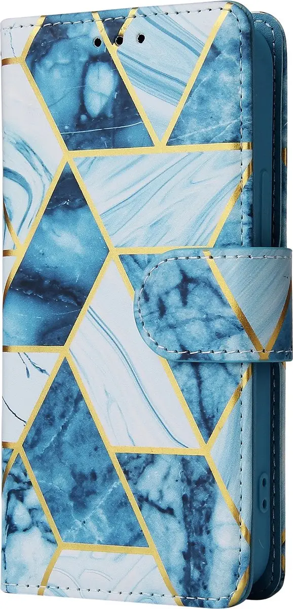Fonu Marmer Bookcase iPhone 14 Plus Hoesje - Blauw - 3 Pasjes