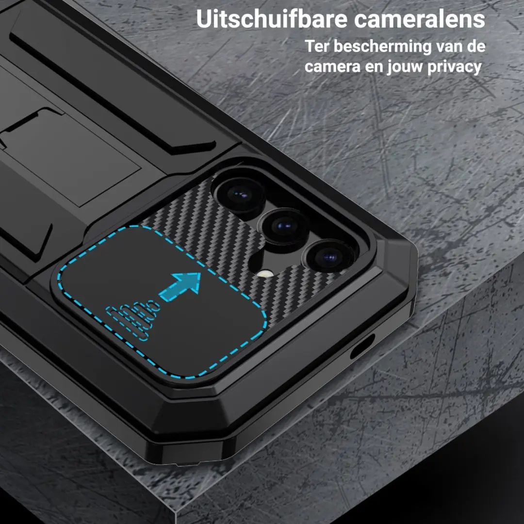 Fonu Stofdicht Metal Hoes Samsung Galaxy S25 - Zwart