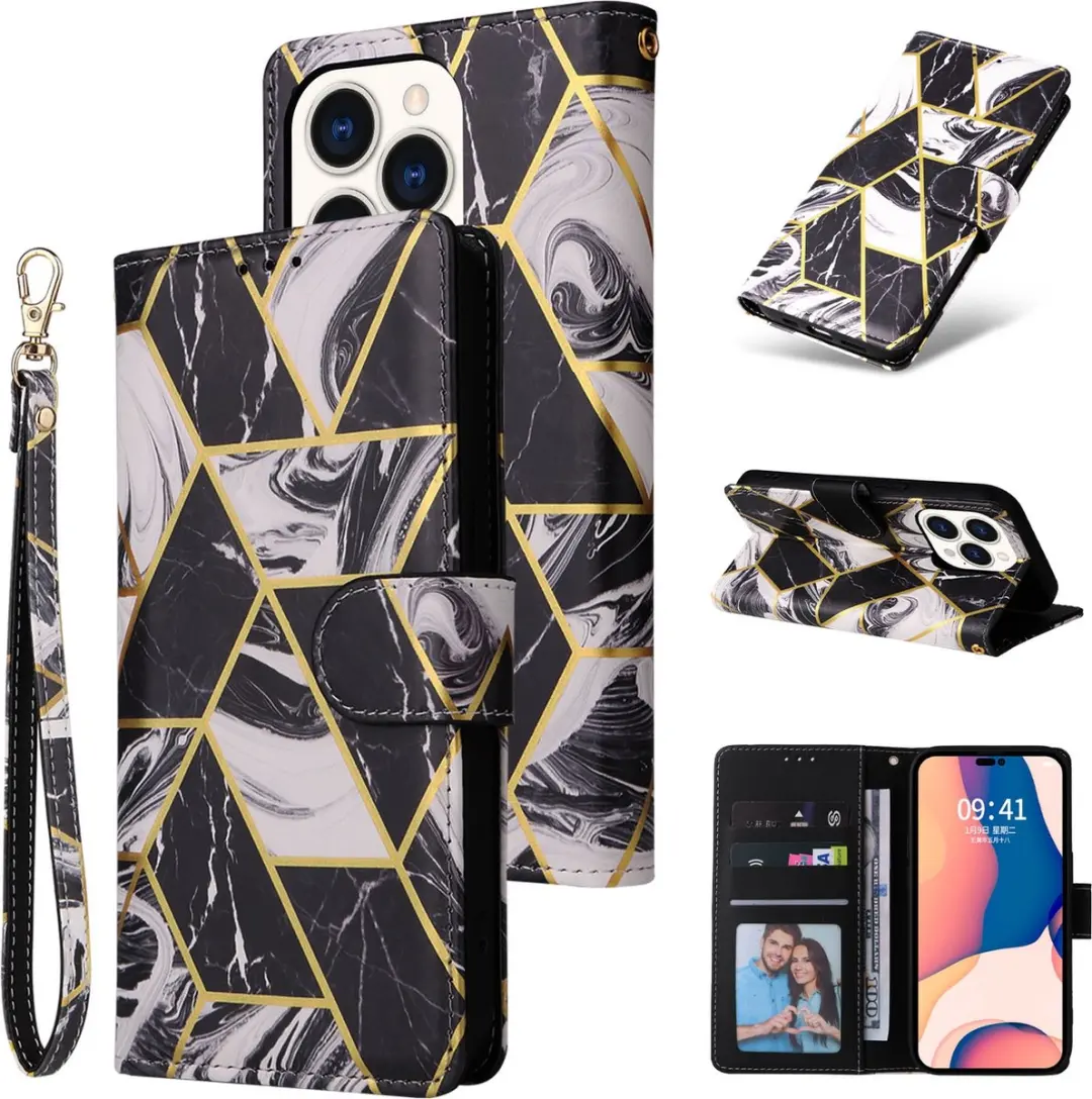 Fonu Marmer Bookcase iPhone 14 Pro Hoesje