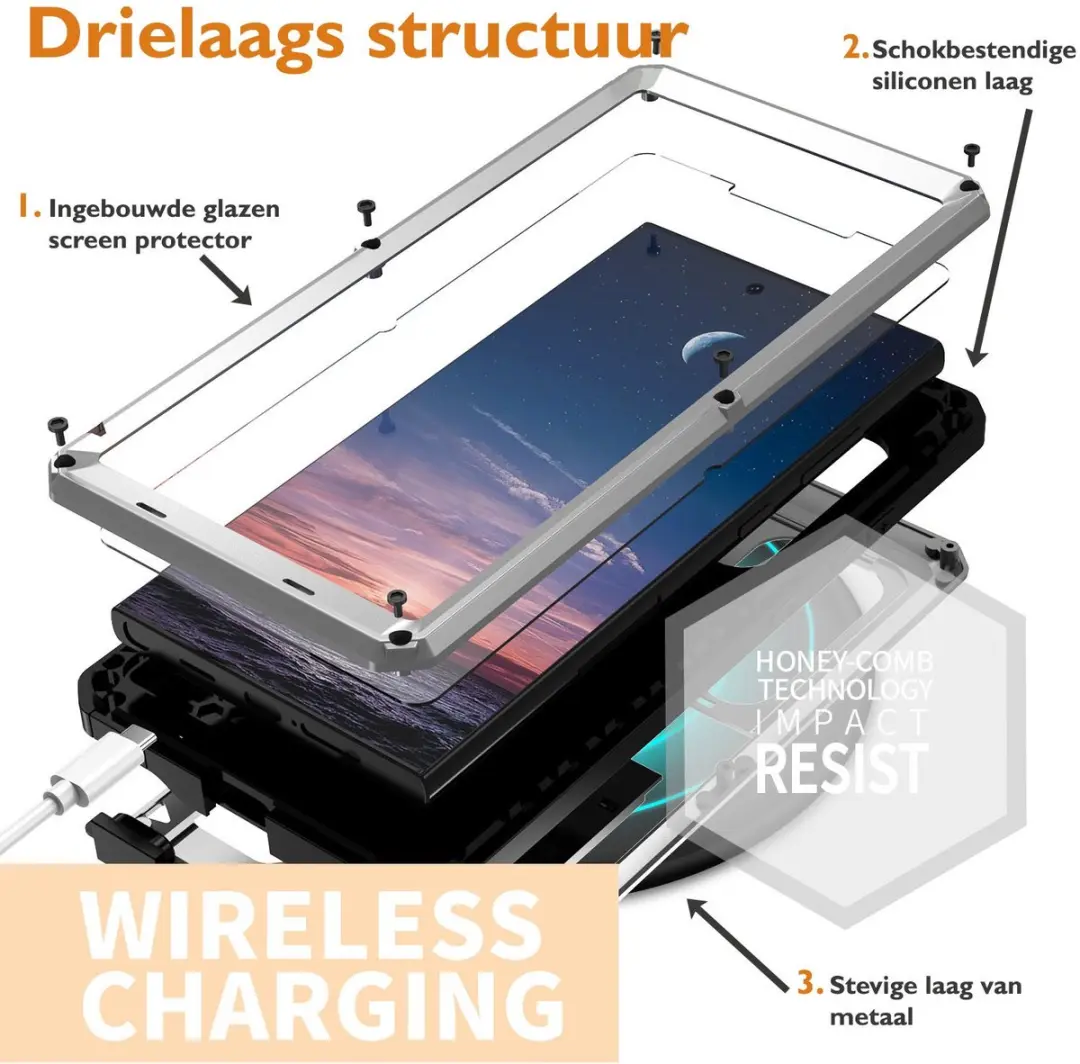 Fonu Stofdicht Metal Hoes Samsung Galaxy S25 Ultra - Zilver - afbeelding 6 van 6