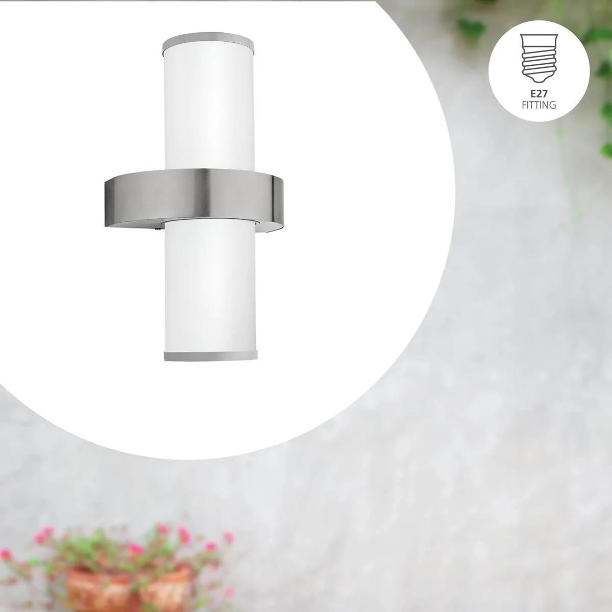 Eglo Beverly Wandlamp Buiten E27 - 20cm - Zilver/Wit