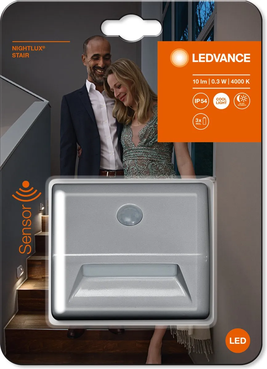 LEDVANCE NIGHTLUX Stair LED Armatuur - 0,25W Koelwit - IP54 - Zilver