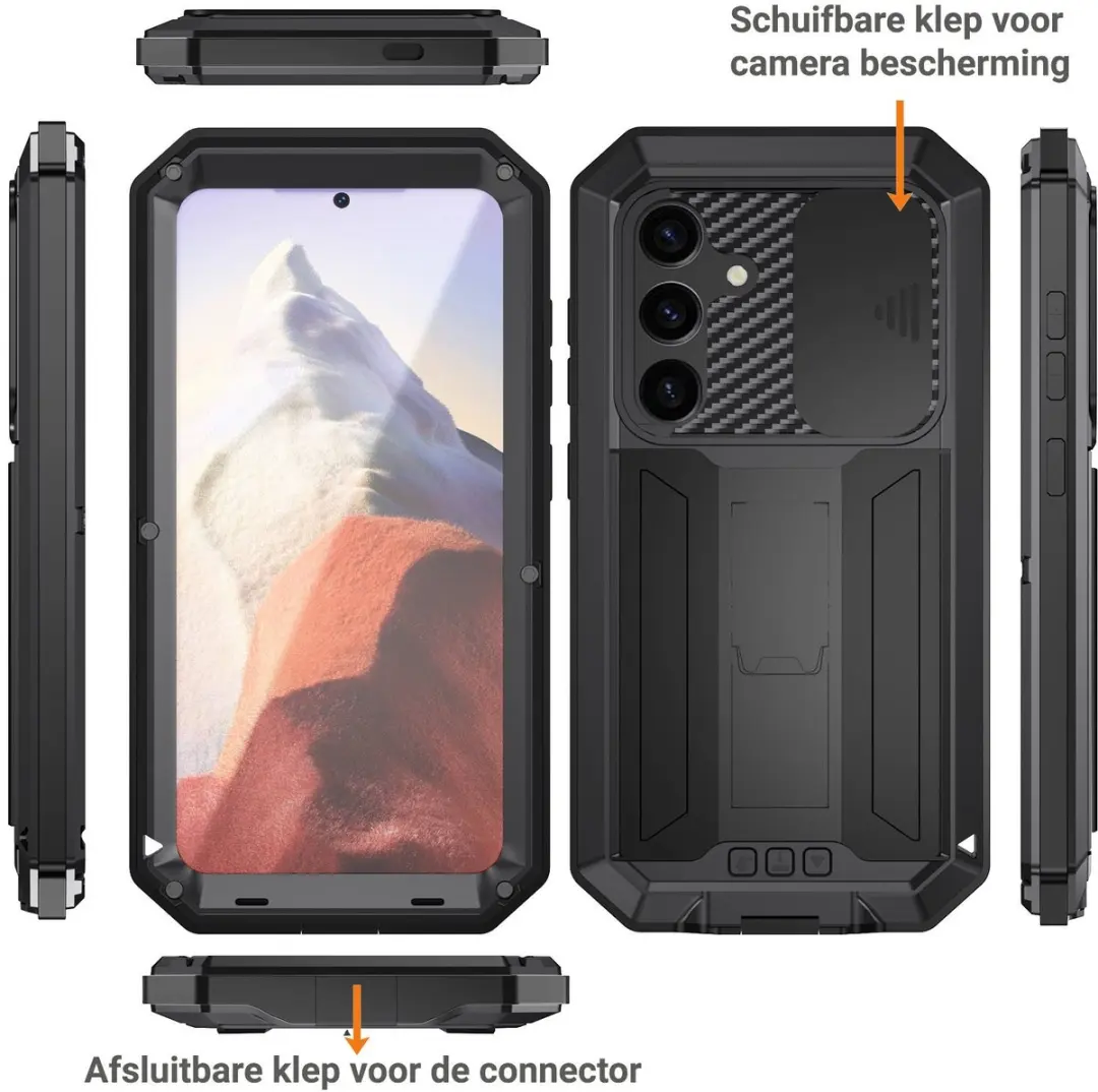Fonu Stofdicht Metal Hoes Samsung Galaxy S25 Plus - Zwart