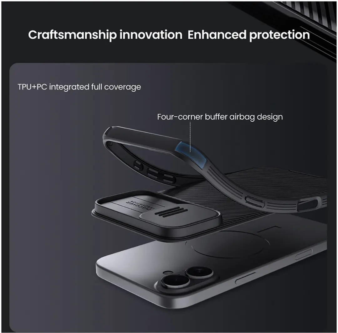 Nillkin CamShield Pro iPhone 16 Plus Camera Cover - Zwart